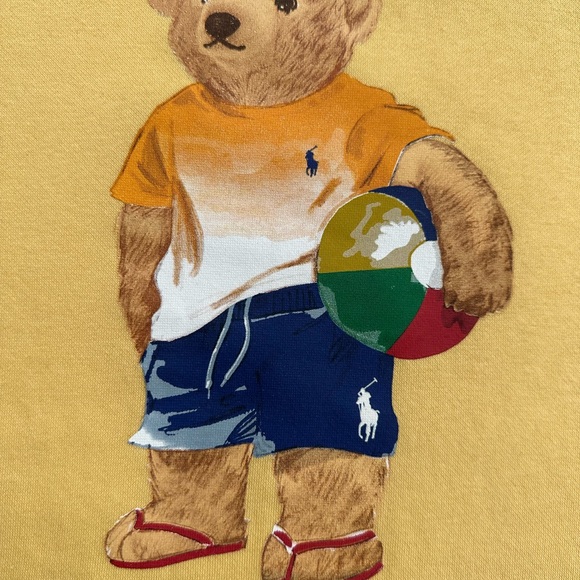 Polo Ralph Lauren Men XLT TeddyBear Beach Ball Yellow Crew Sweatshirt SweaterNWT - Picture 7 of 7